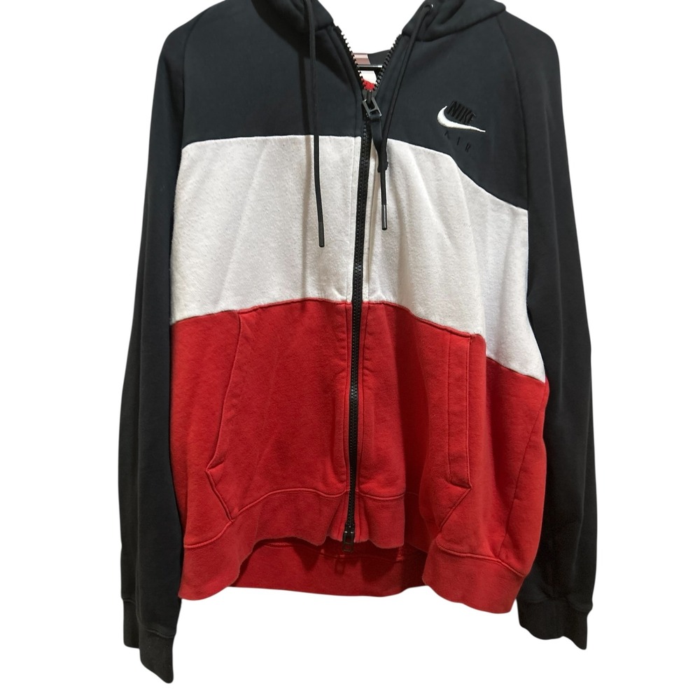 Nike Air Colorblock Zip Up Hoodie Black White Red Men's Size Large
